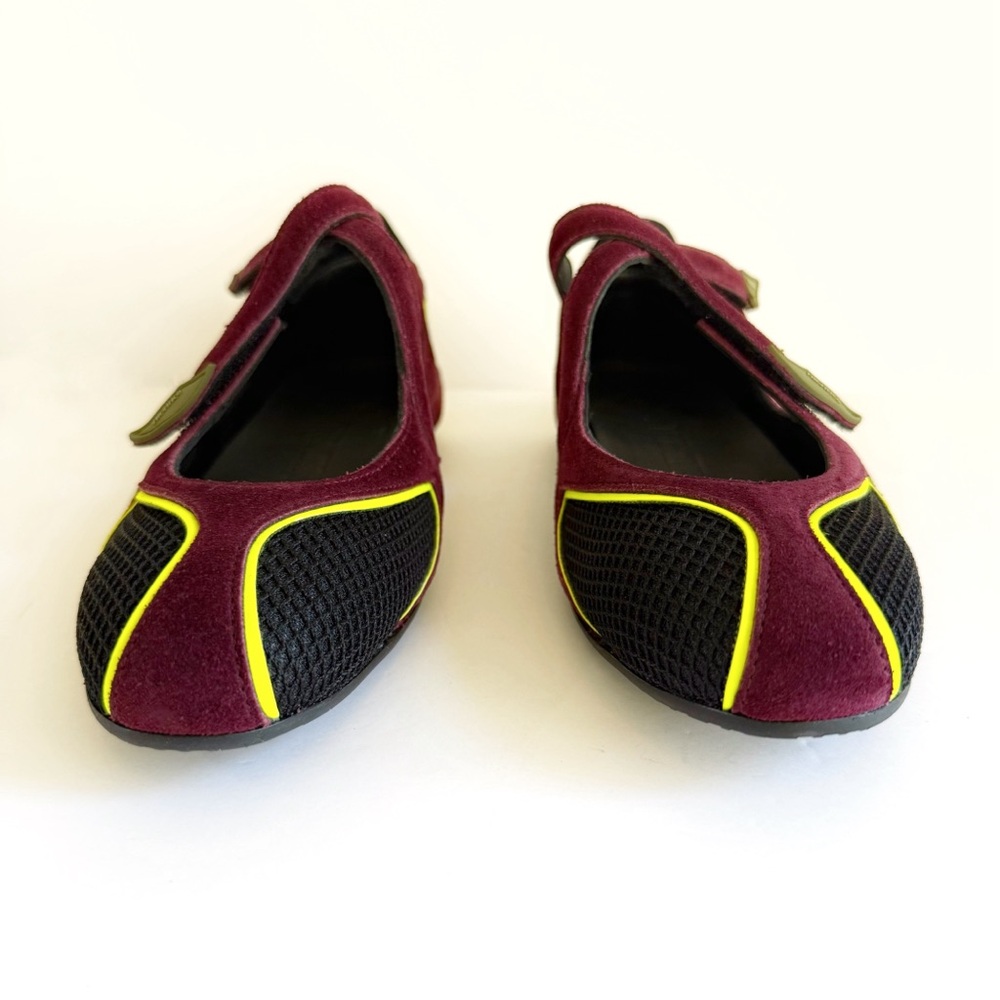 THE ATTICO VIOLET SUEDE FLOOR 01 BLACK MESH TRIM BALLERINA FLAT - Picture 3 of 16